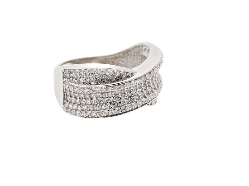 925 Sterling Silver Pave Set Cubic Zirconia Ladies Dress Ring