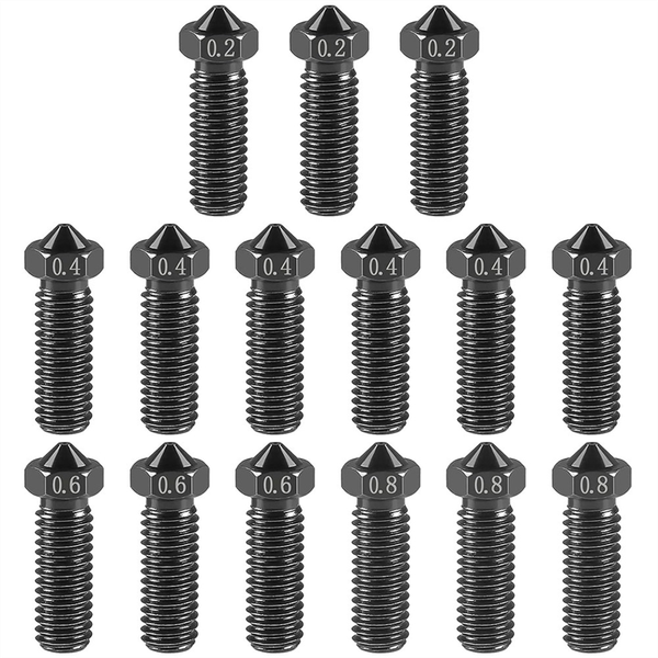 15Pcs V6 For Volcano Nozzle M6 Thread Nozzles 0 2Mm 0 4Mm 0 6Mm 0 8Mm