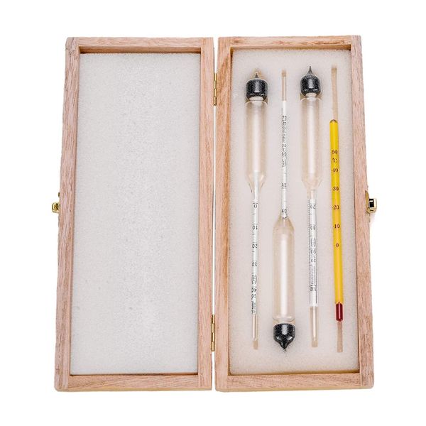 3Piece Alcohol Meter Set with Thermometer, 0-40-70-100% Vol for Spirits