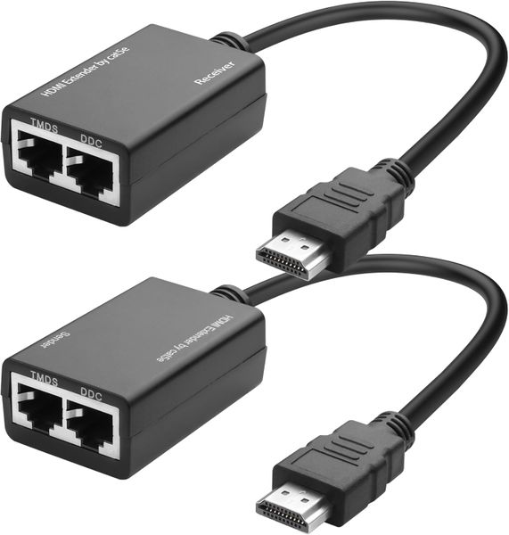 HDMI Extender Over RJ45 Cat5e/6 4K UHD Repeater 30M Transmission Range