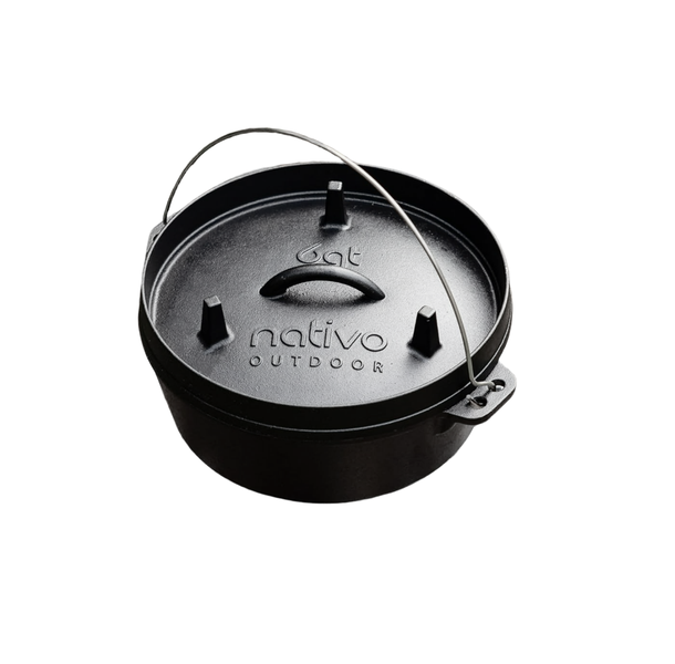 Traditional 3-Leg Cast Iron Potjie Pot With Multipurpose Lid 6QT