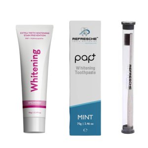 REFRSCHE PAP Whitening Toothpaste 70g + Soft Bristle Toothbrush (White)