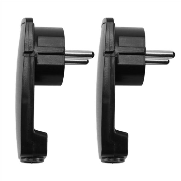 2Pcs Black Schuko Angled Plug Flat Flat Plug 250 V (16 A) Eu Plug