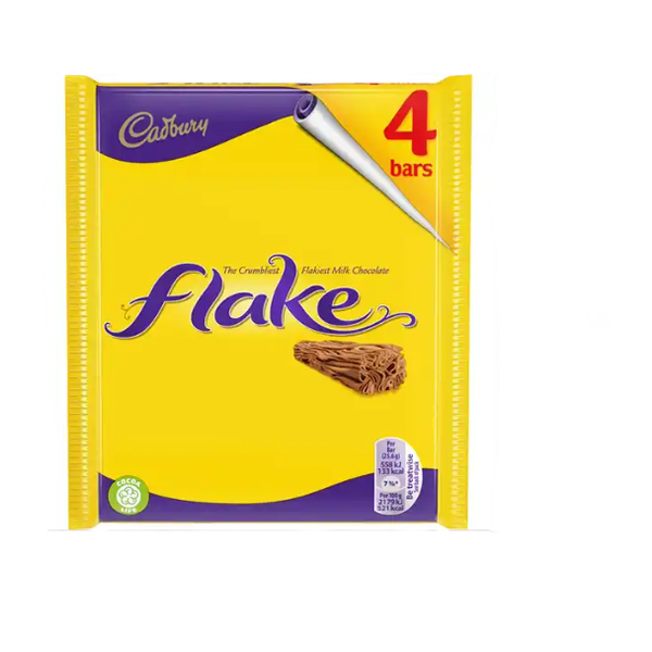 Cadbury Flake The Crumbliest Flakiest Milk Chocolate 4 bars