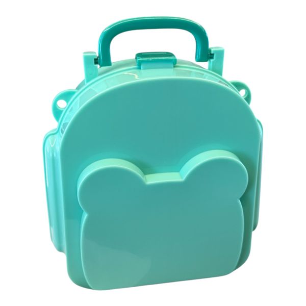 Kids School Bag Shape Plastic Bento Lunch Box With 3 Compartments