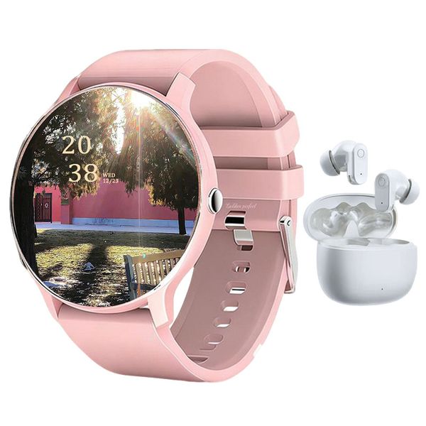 Cute Pink Smartwatch &amp; Earphones Set for Girls - Golden Perfect Gift