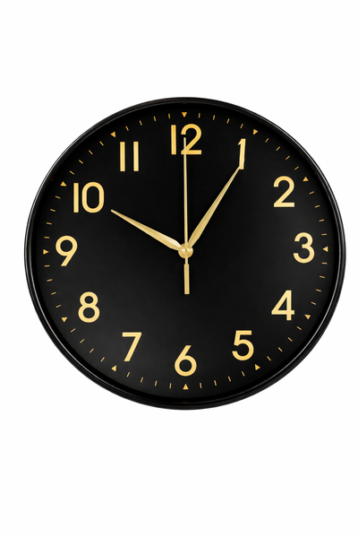 JJ Aurora Luxe Black &amp; Gold Wall Clock