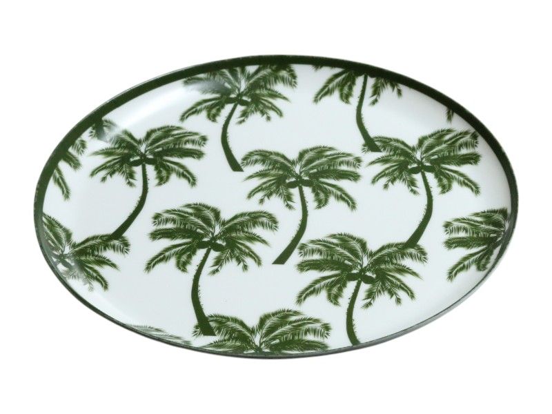 4Pc Melamine Round Dinner Plate Palm Design 25x25x1cm