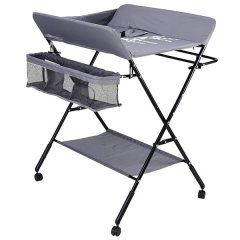 Heartdeco Folding Baby Changing Table Diaper Station with Wheels