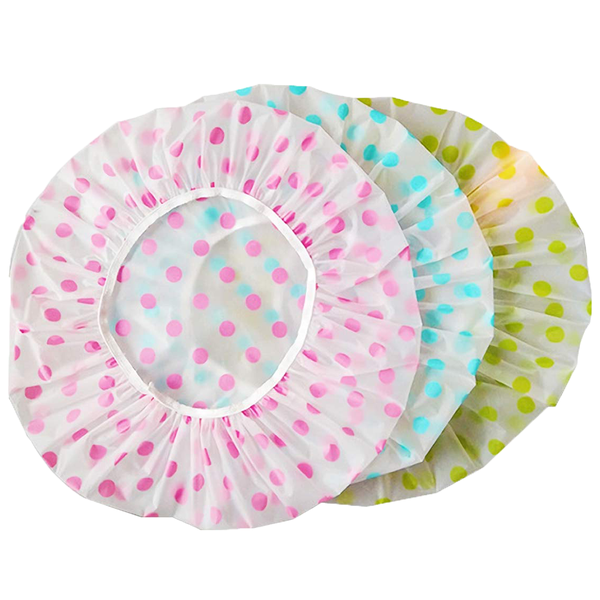 3 Pack Reusable EVA Plastic Flower Print Bathing Hair Caps