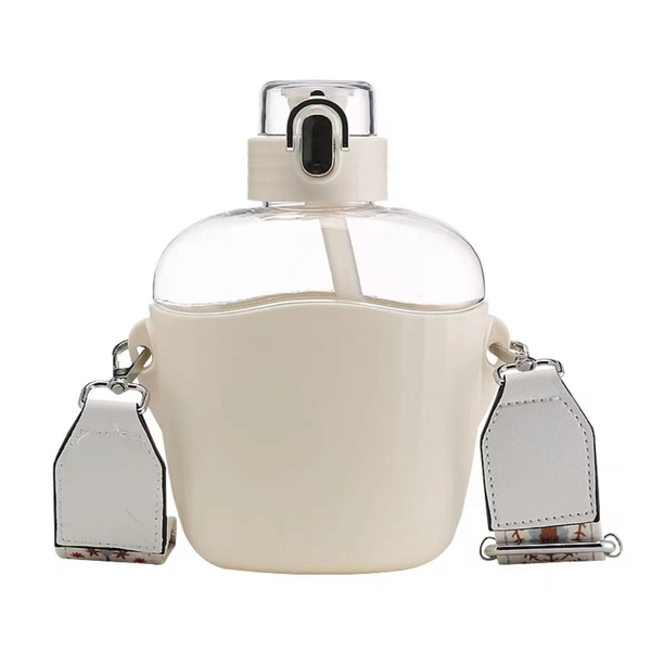 Water Bottle with Straw and Strap