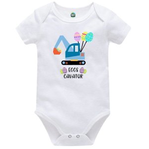 Short Sleeve Eggs-Cavator Easter Baby Vest Bodysuit Onesie