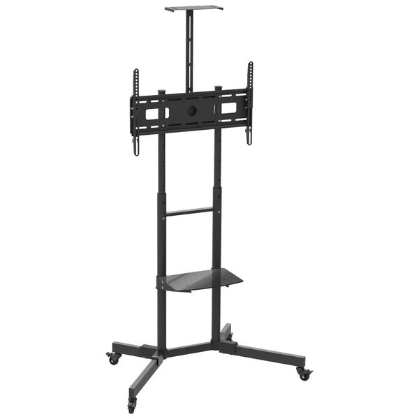 Mobile TV Cart Stand - Adjustable Height &amp; Tilt - 37" to 70" Screens