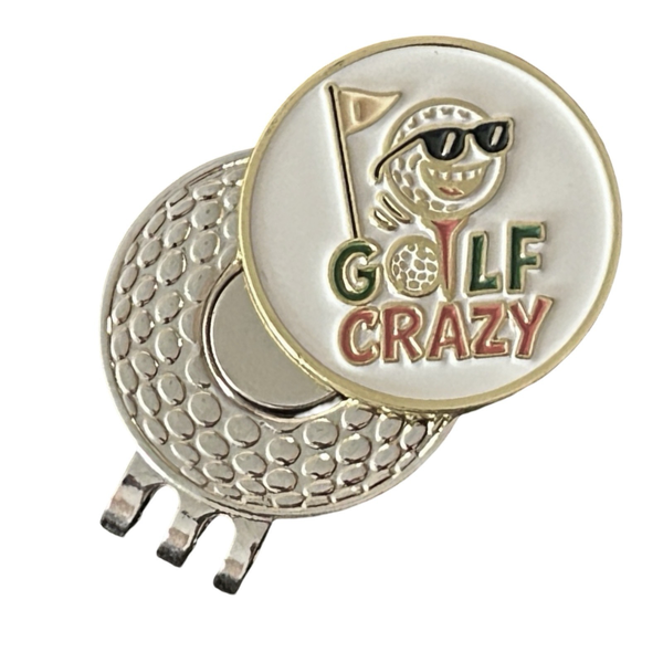 Golf Hat Clip with Removable Ball Marker - Golf Ball, Flag &amp; Golf Crazy