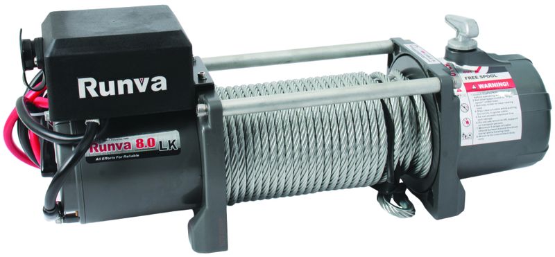 Runva 8000 Pound / 3629 KG Capacity 12 Volt Electric Winch with Cable