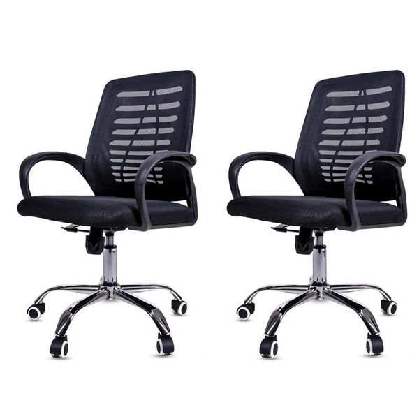 2 Pieces Of Ergonomic Mesh 360° Swivel Office Chair With Armrest - Black