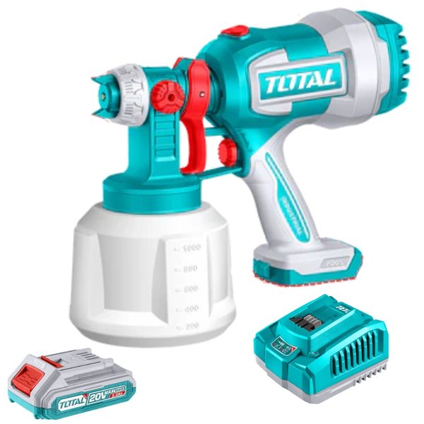 Total Tools - Cordless Spray Gun 20V with 2.0Ah Battery and Charger