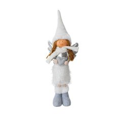 Nordic Scandinavian Standing Christmas Angel with Silver Wings Decoration