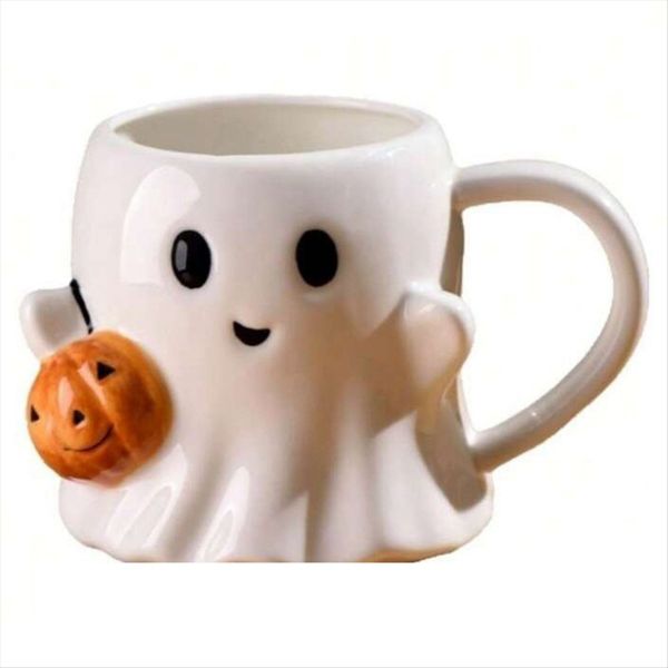 Halloween Coffee Mug Cute Ceramic Ghost Pattern Coffee Mug, Pumpkin Ghost M