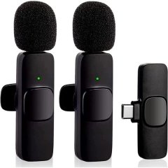 Wireless Dual Microphone System Type-C Smartphones for Social Media &amp; Vlogs