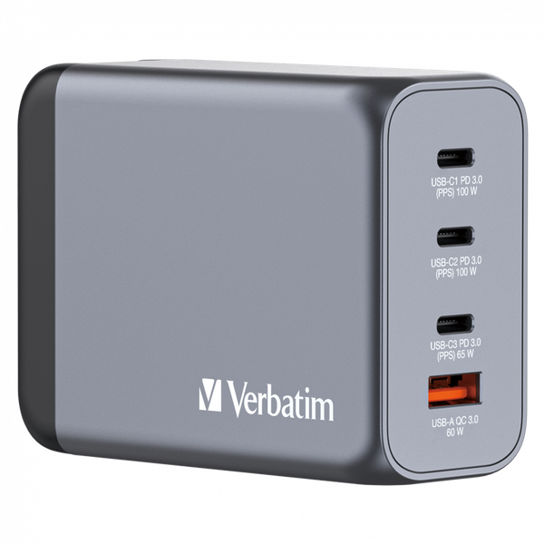 VERBATIM GNC-200 GAN CHARGER 200W | 3 x USB-C | 1 X USB QC 3.0