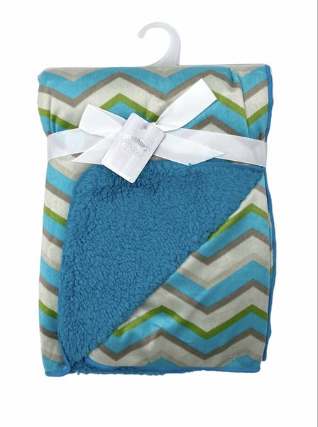 Baby Mink Blanket - Blue/Green Pattern