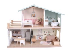 2-Storey Wooden Dollhouse with Accessories - Educational Toy for Kids
