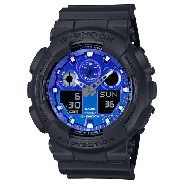 Casio - G-Shock Mens Black Analogue &amp; Digital Rubber Strap Watch-GA-100FL-1ADR