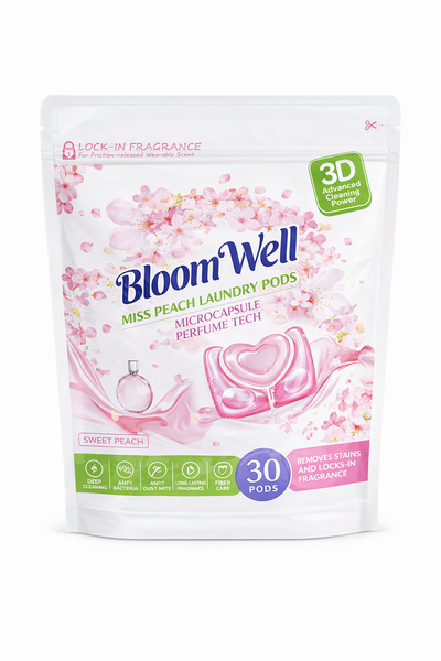 Bloom Well Miss Peach Laundry Pods 3in1-30 pack-Stains, Fabric Care, Gentle