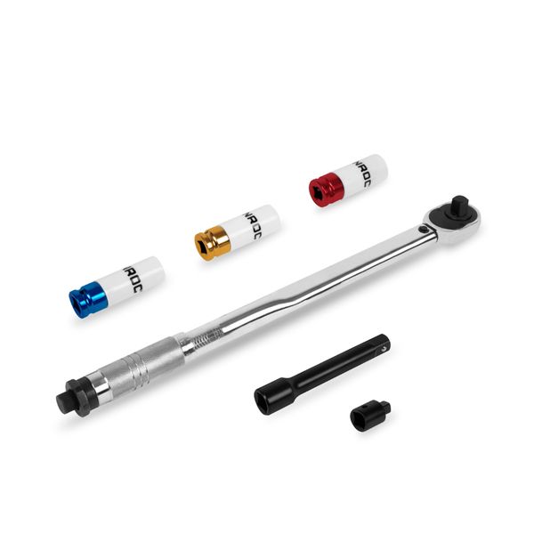VONROC Torque Wrench 1/2 inch - 470mm - 28-210Nm | Incl socket set - 3pc