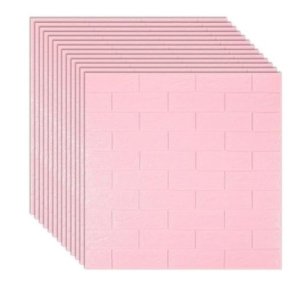 Pink 10 Piece 3D Wall Sticker Self-Adhesive Waterproof Wallpaper Panel