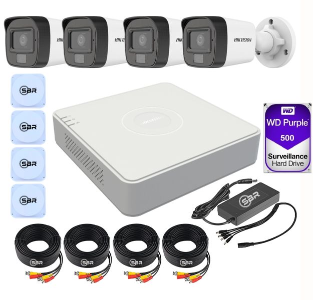 8CH DVR &amp; 4 Cameras with Audio Smart Hybrid Light Kit -500GB- SBR Bundle