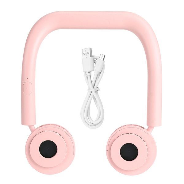 Portable Neck Hanging Fan with 2000mAh Battery USB Charging (Pink)