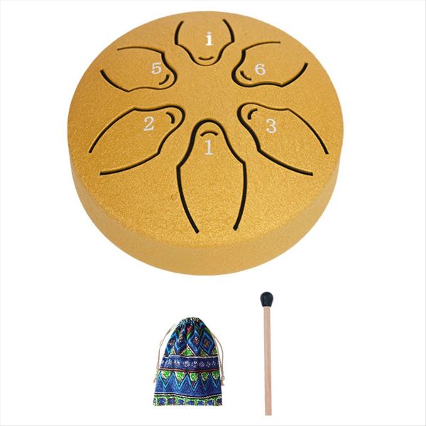 6 Notes 3 Inches Chakra Tank Drum Percussion Padded Mallets Darkgreen