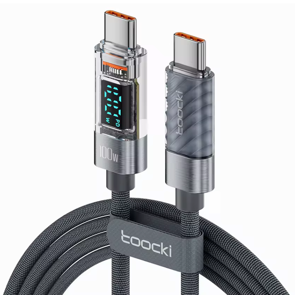 Toocki - 100W Fast Charge Cable with Digital Watt Display - Type C - Grey