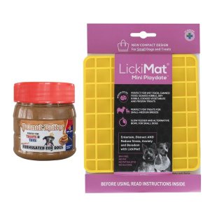 LickiMat Playdate Mini Yellow and Pets Elite Peanut Butter 250ml