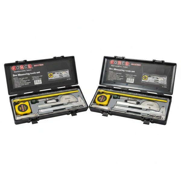 Force 9 Piece Measuring Tool Set with Tape, Centripetal Punch &amp; - 2 Pack