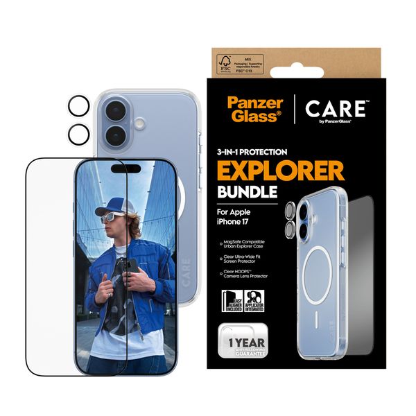 CARE by PanzerGlass Flagship 3-in-1 Bundle Compatible with iPhone 17