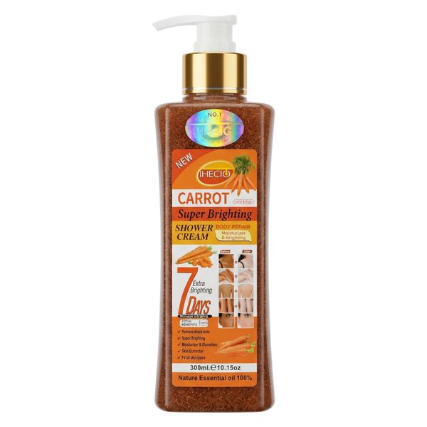 IHECIO Carrot Shower Cream Body Wash 300ml Brightening Moisturizing
