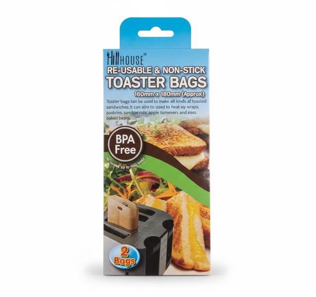 Hillhouse Food Toast Bags 2 Piece Non-Stick Reusable Toaster Bags