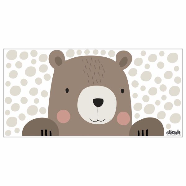 Peeking Bear and Dots Wall Stickers