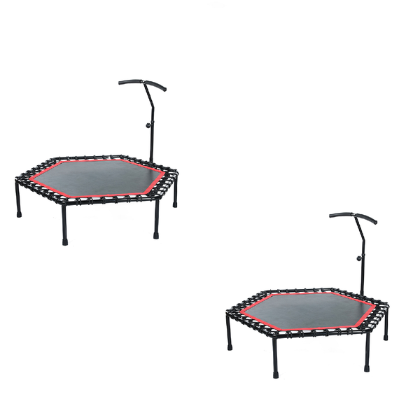 2 Pack-48-Inch Fitness Trampoline with Adjustable Height Handrails