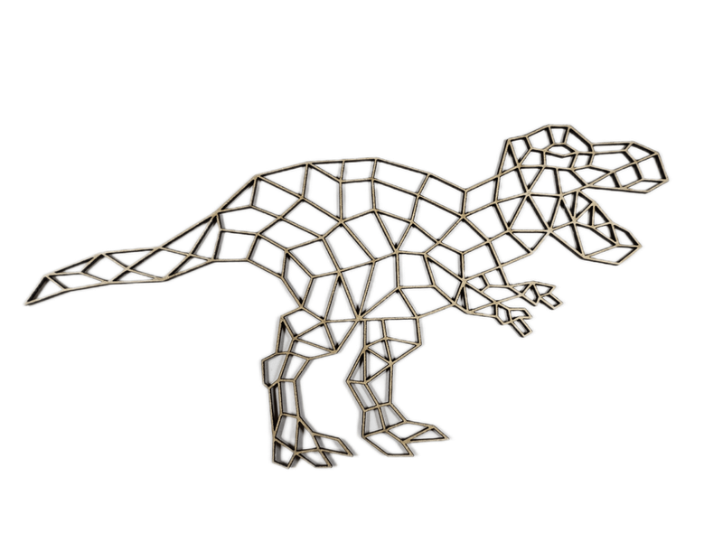 Polygonal T-Rex Dinosaur Wall Art - 45cm x 80cm - 3mm Blonde MDF