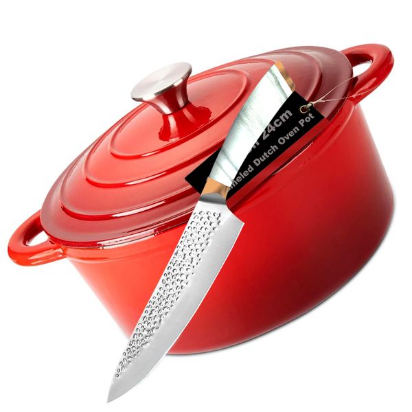 2Pieces - Enameled Dutch Oven Cast Iron Pot Set - 24cm