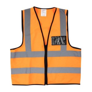 PIONEER SAFETY Vests Reflective Fluorescent Orange Zip Pocket