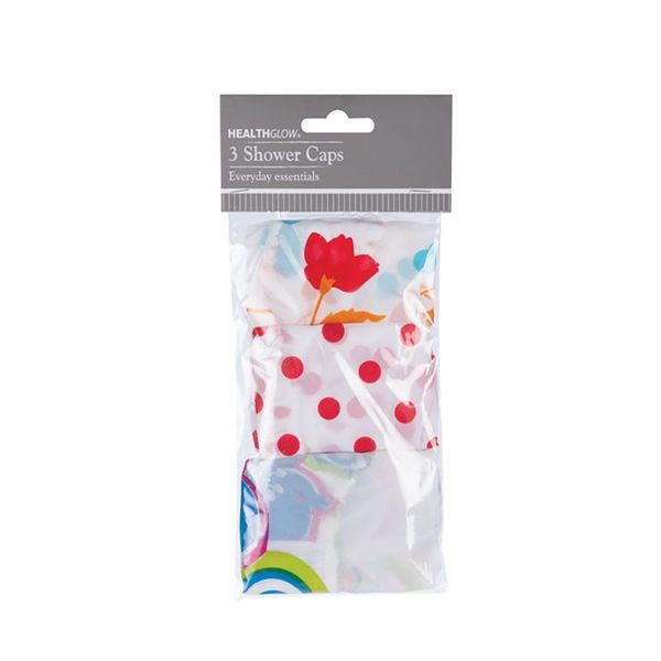 Shower Caps - PVC - Waterproof - Assorted Designs - 3 Piece - Pack of 2
