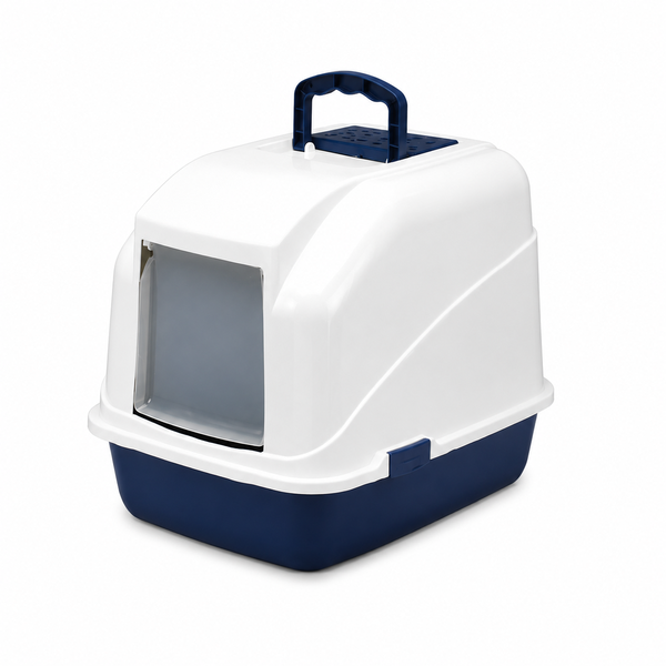 Enclosed Cat Litter Box with Hooded Cover and Swing Door