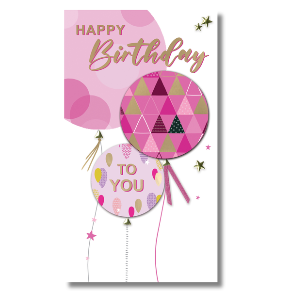 Birthday card - Pink Balloons