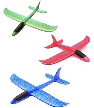 Glider Throw Foam Airplane Large Throwing Foam Plane - 3 Pack Assorted