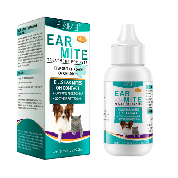 Ear Mite Treatment For Pets -Kills Ear Mite on Contact-Contains Aloe